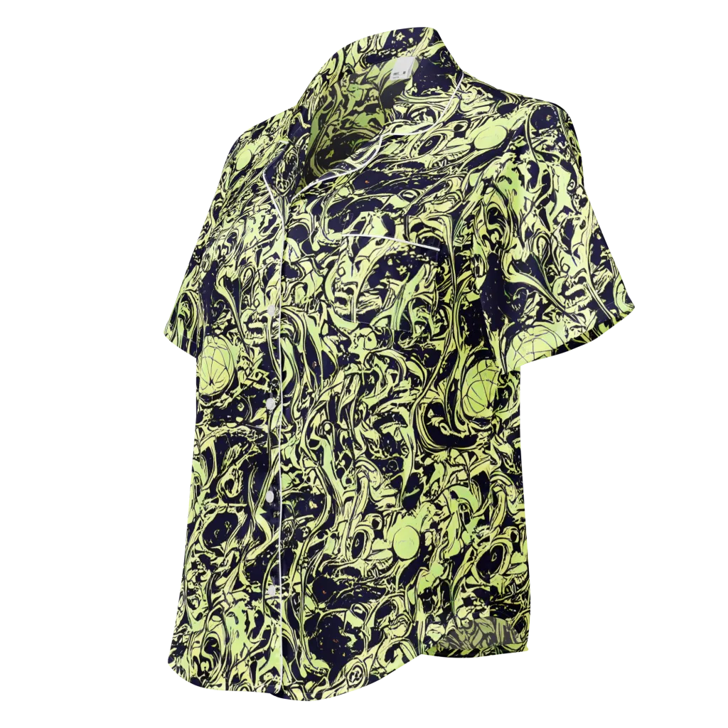 Chartreuse Chaos on Women's Short Sleeve Pajama Top — Left Front