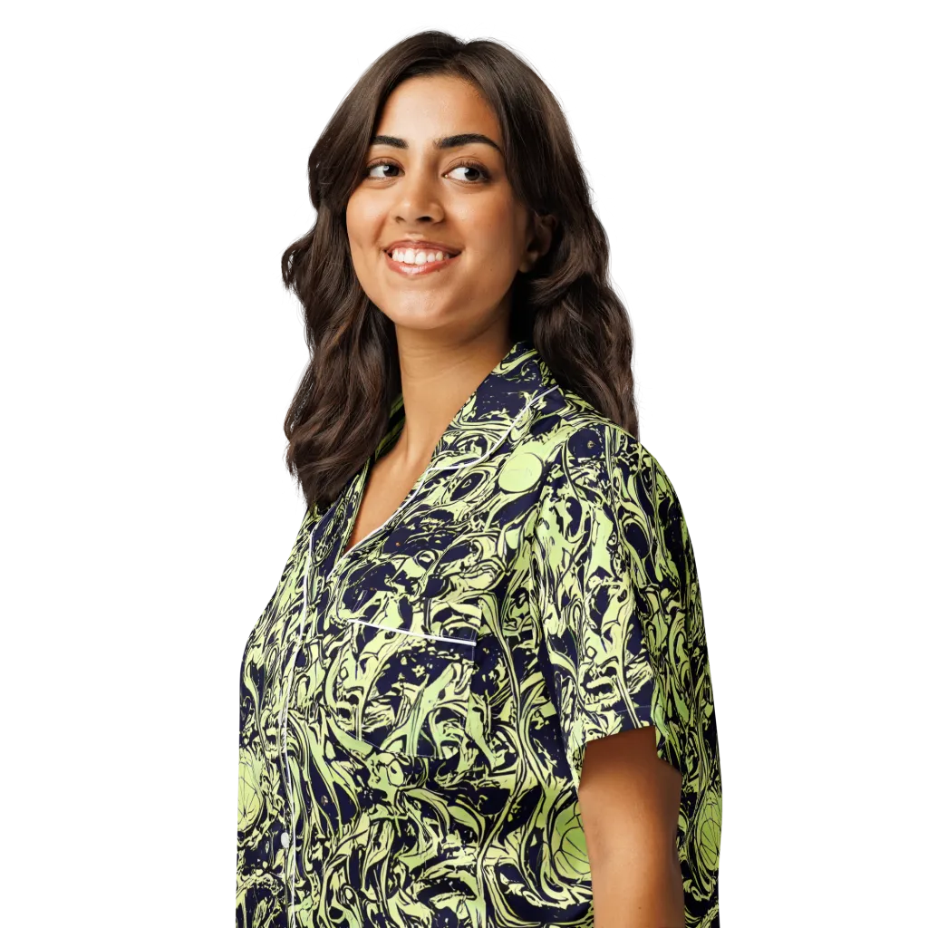 Chartreuse Chaos on Women's Short Sleeve Pajama Top — Left Front