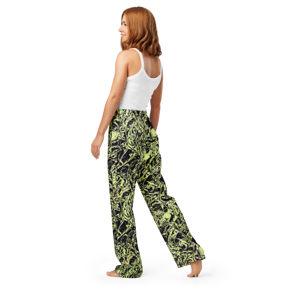 Chartreuse Chaos on Women's Pajama Pants — Back