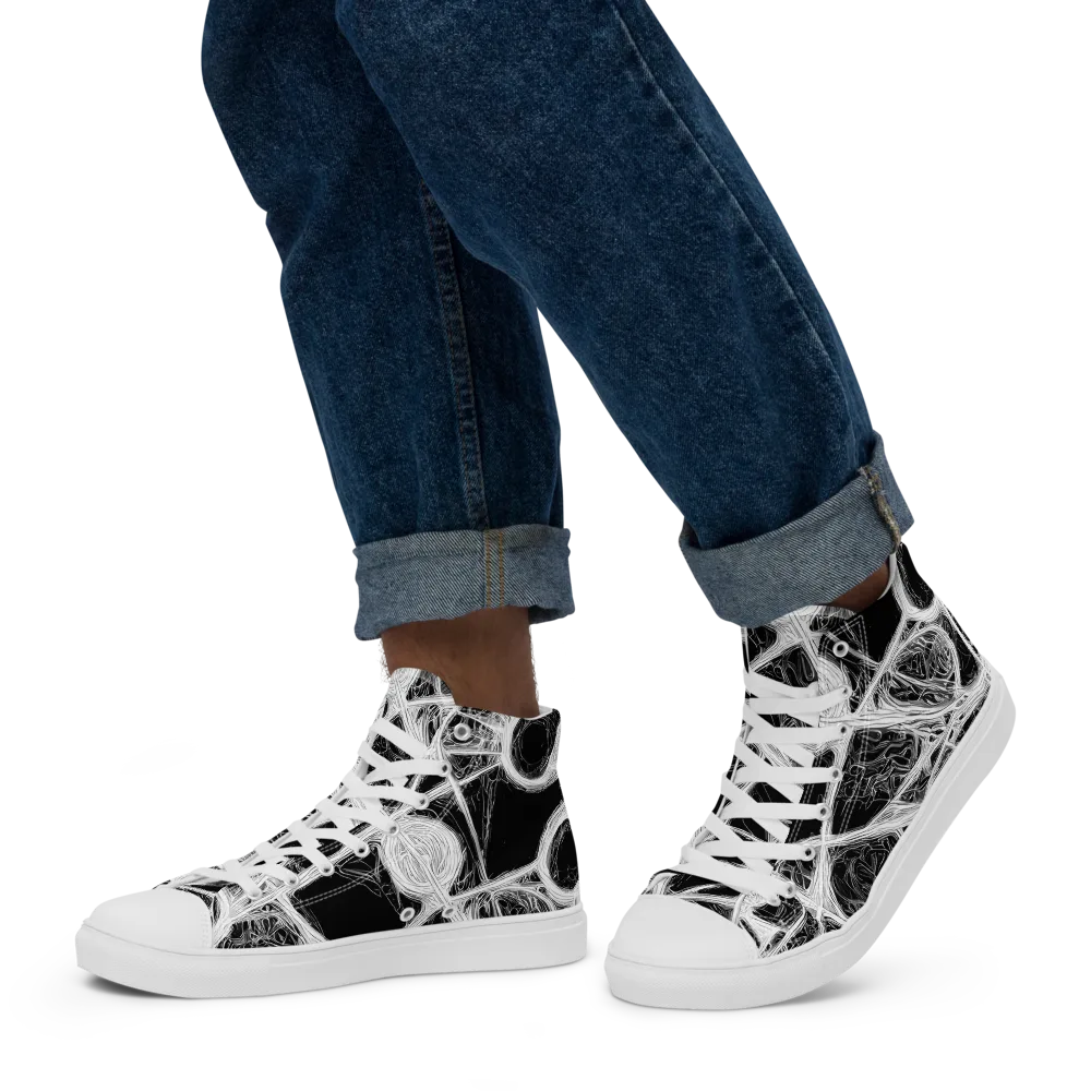 Obsidian Network on Men's High Top Canvas Shoes — Left
