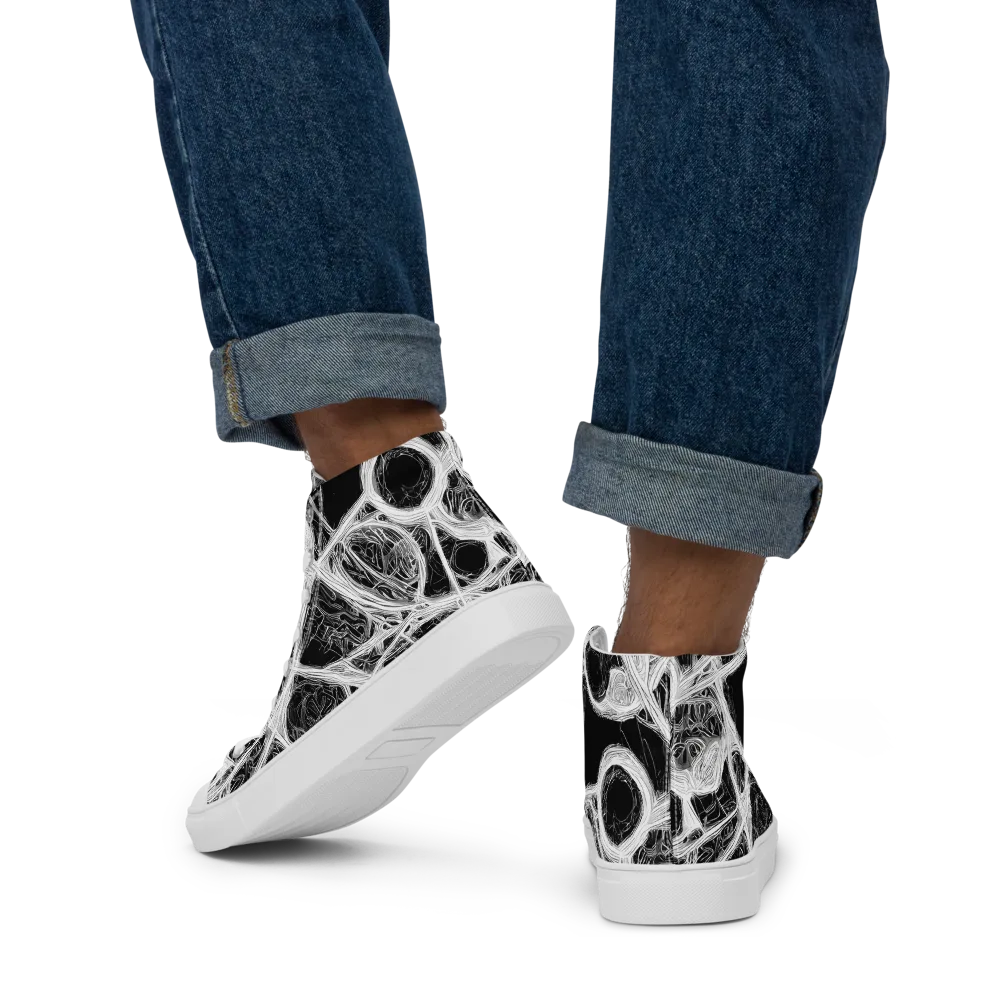 Obsidian Network on Men's High Top Canvas Shoes — Back