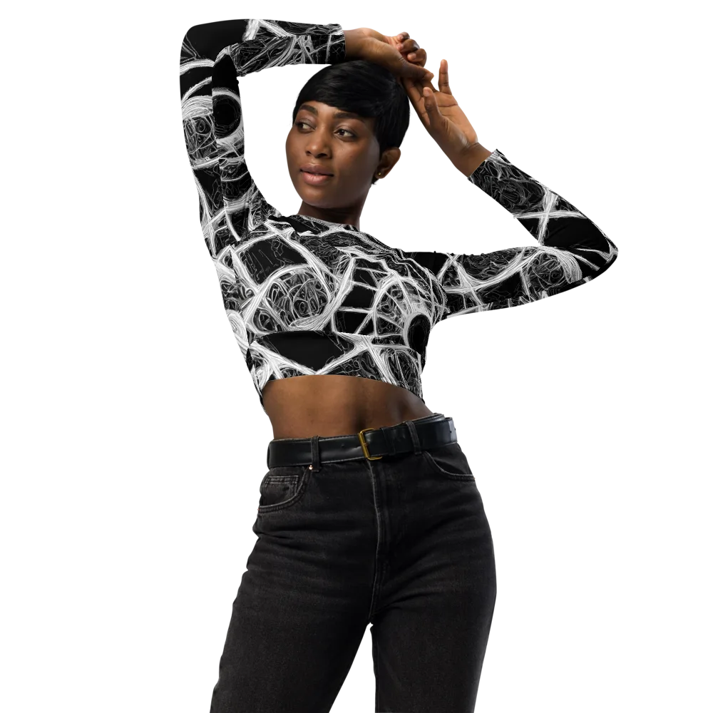 Obsidian Network on Long Sleeve Crop Top — Front