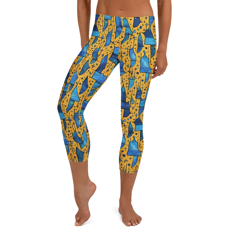 Gilded Current on Capri Leggings — Front