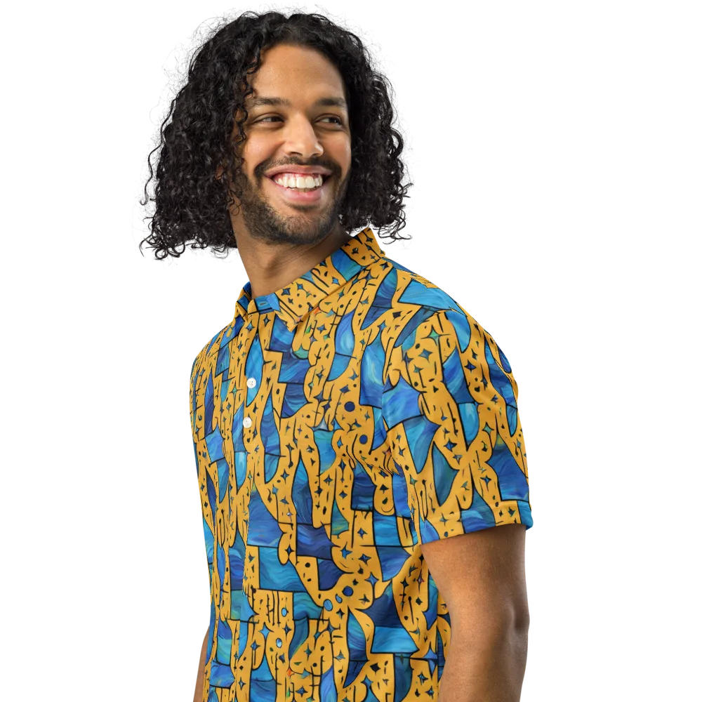Gilded Current on Men's Slim Fit Polo Shirt — Left Front
