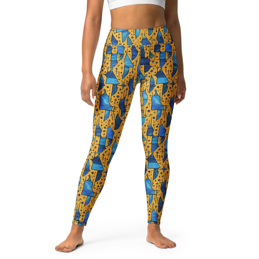 Gilded Current on Yoga Leggings — Front