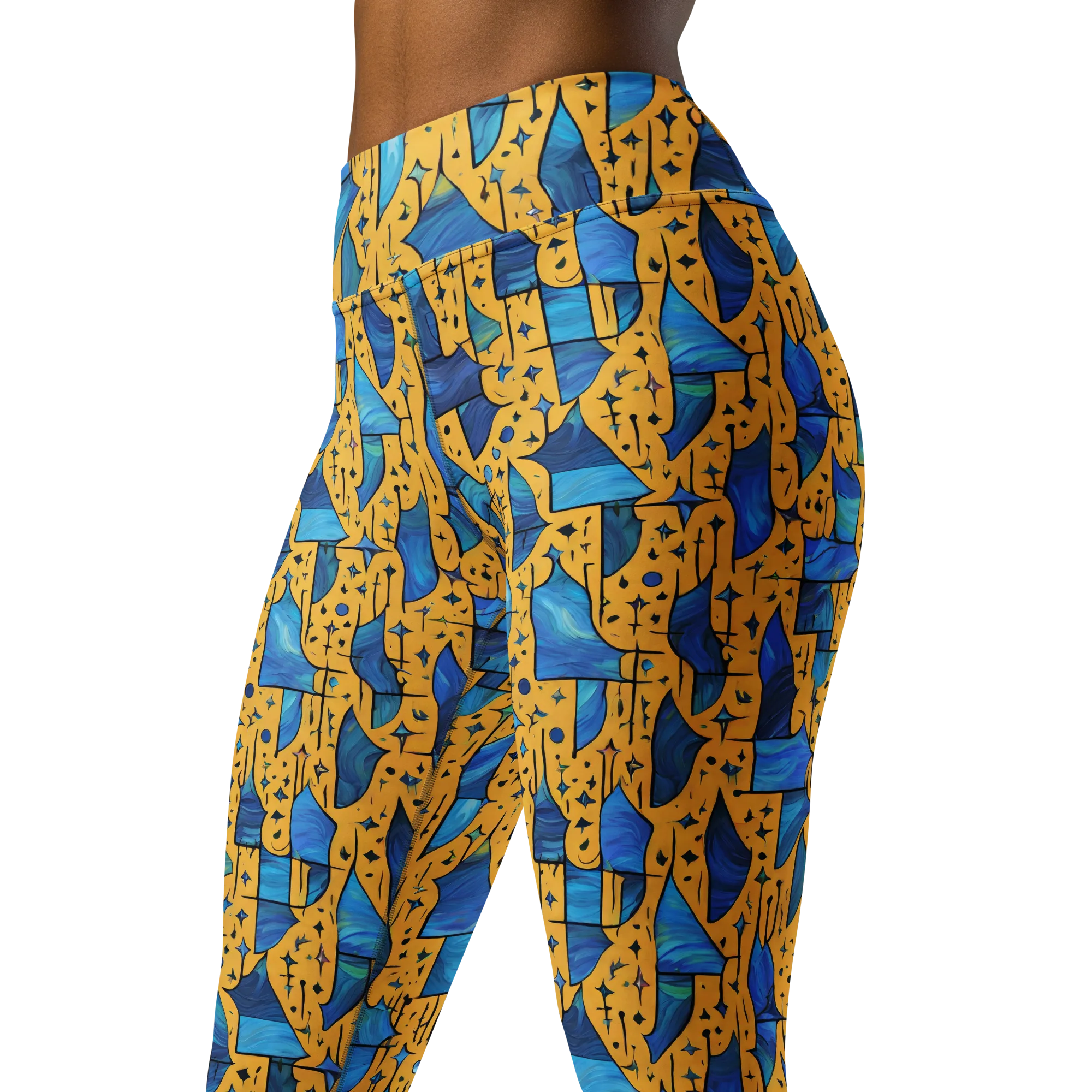 Gilded Current on Yoga Leggings — Left Front