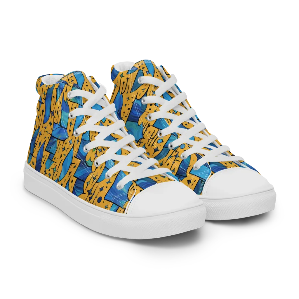 Gilded Current on Men's High Top Canvas Shoes — Right Front