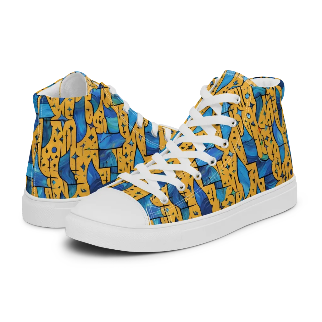Gilded Current on Men's High Top Canvas Shoes — Left