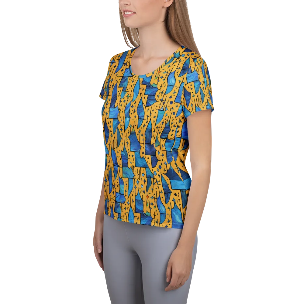 Gilded Current on Women's Athletic T-Shirt — Left