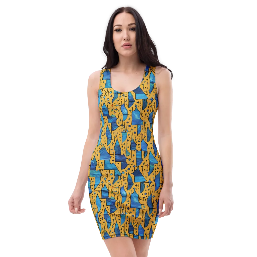Gilded Current on Bodycon Dress — Front