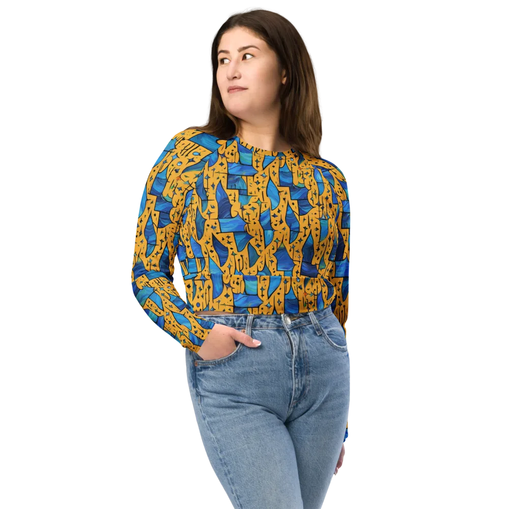 Gilded Current on Long Sleeve Crop Top — Front