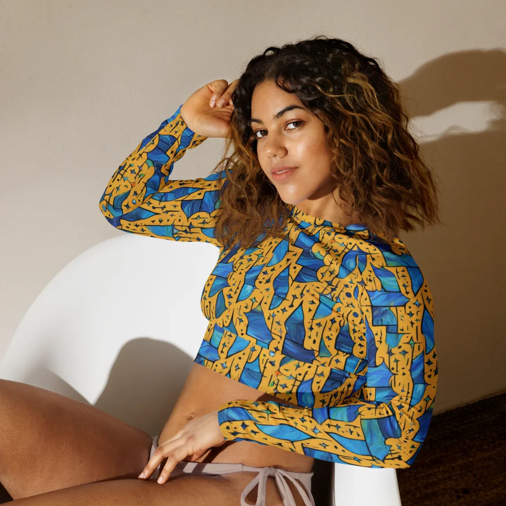 Gilded Current on Long Sleeve Crop Top — Left Front