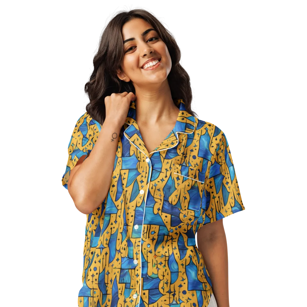 Gilded Current on Women's Short Sleeve Pajama Top — Front