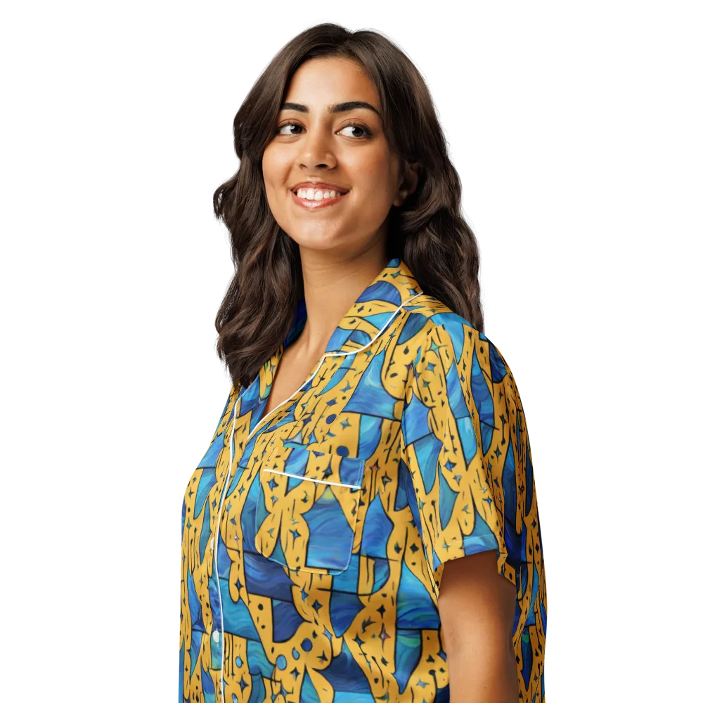 Gilded Current on Women's Short Sleeve Pajama Top — Left Front