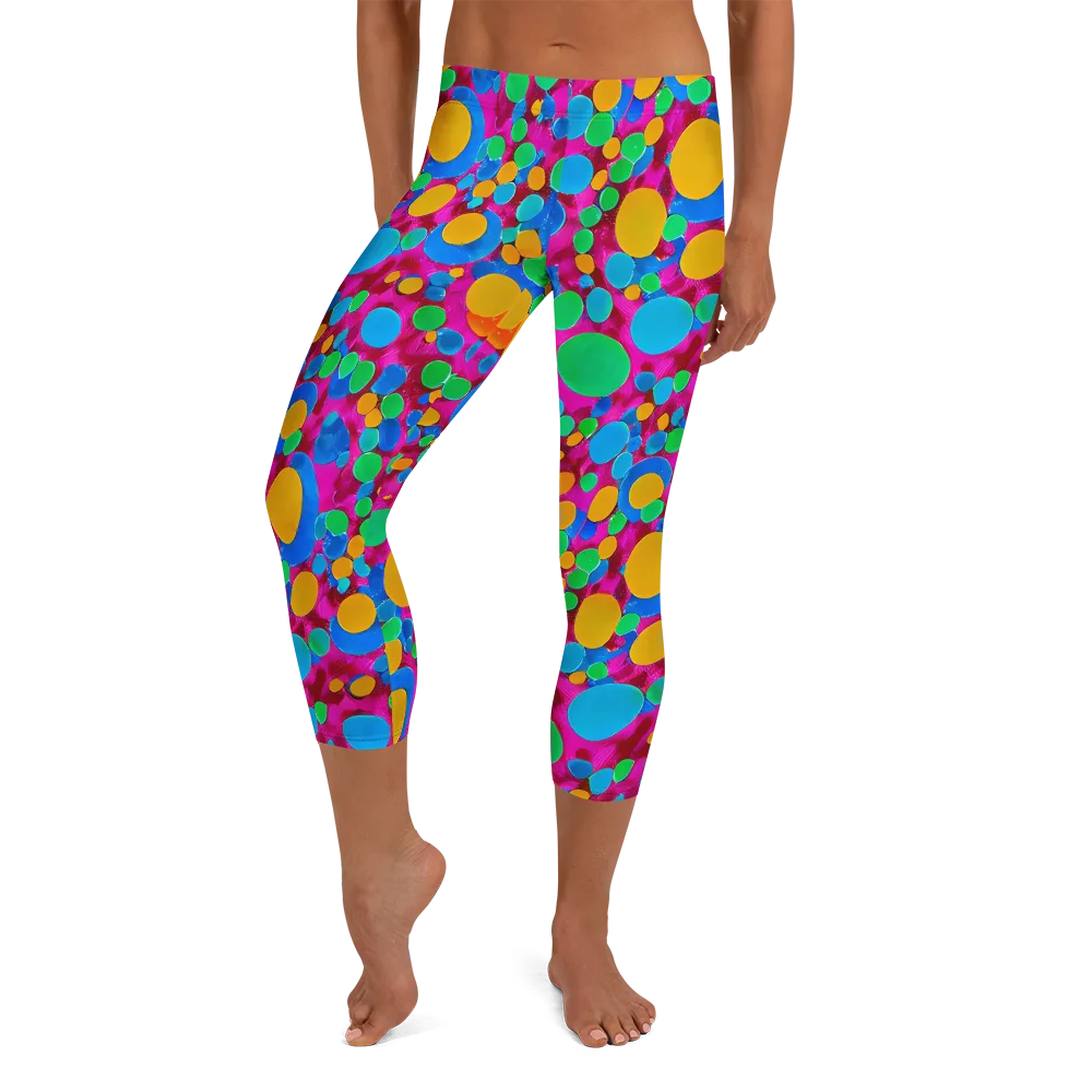 Chromatic Pebble Rush on Capri Leggings — Front
