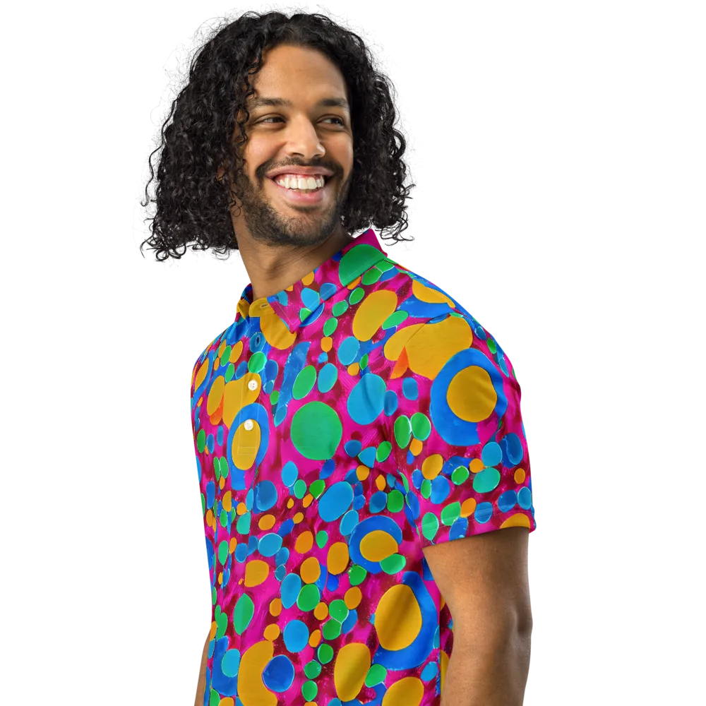 Chromatic Pebble Rush on Men's Slim Fit Polo Shirt — Left Front