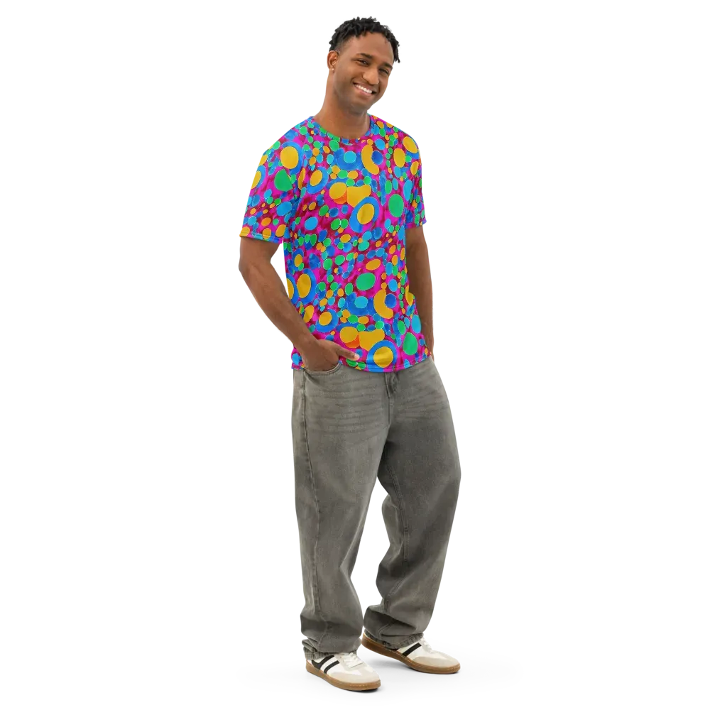 Chromatic Pebble Rush on Men's Cotton Crew Neck T-Shirt — Right Front
