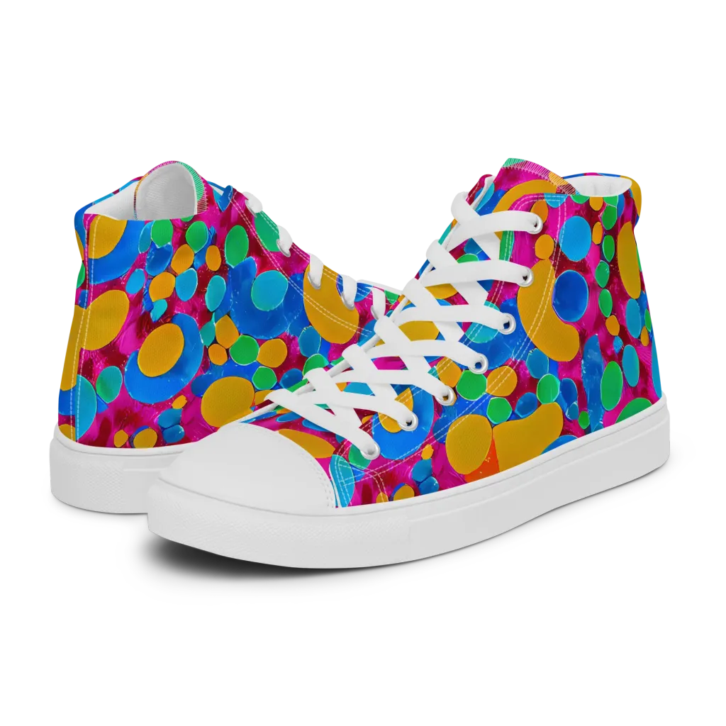 Chromatic Pebble Rush on Men's High Top Canvas Shoes — Left