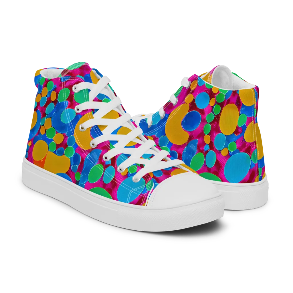 Chromatic Pebble Rush on Men's High Top Canvas Shoes — Right