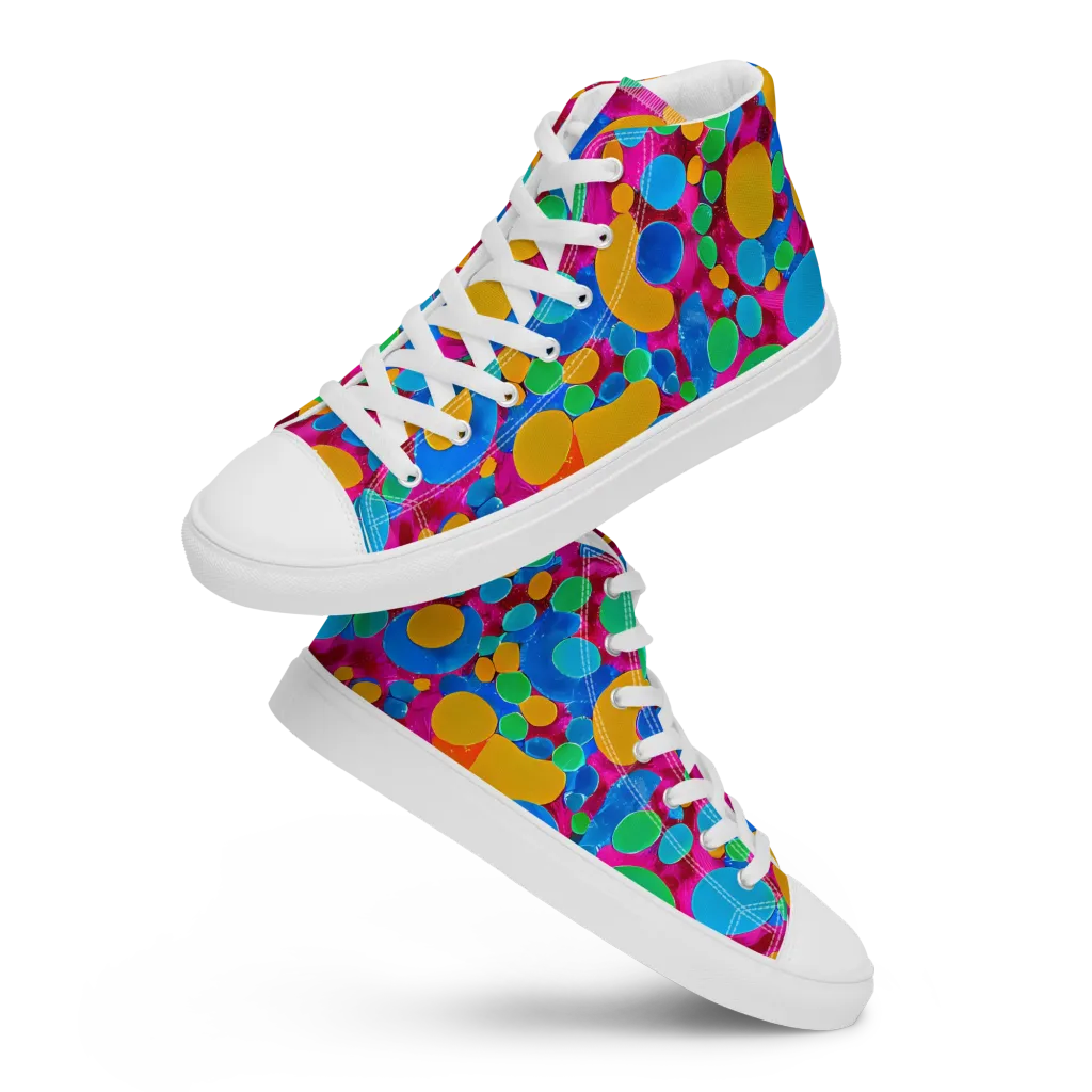 Chromatic Pebble Rush on Men's High Top Canvas Shoes — Front