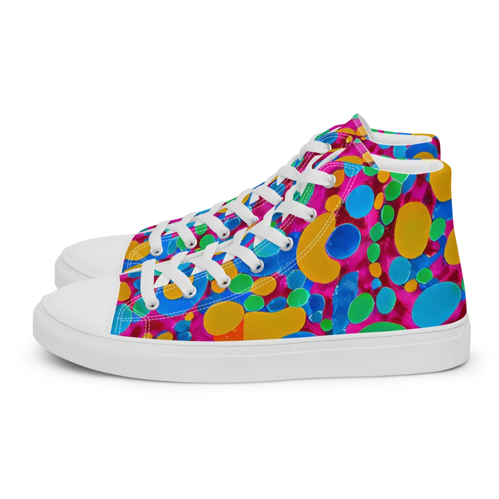 Chromatic Pebble Rush on Women's High Top Canvas Shoes — Left