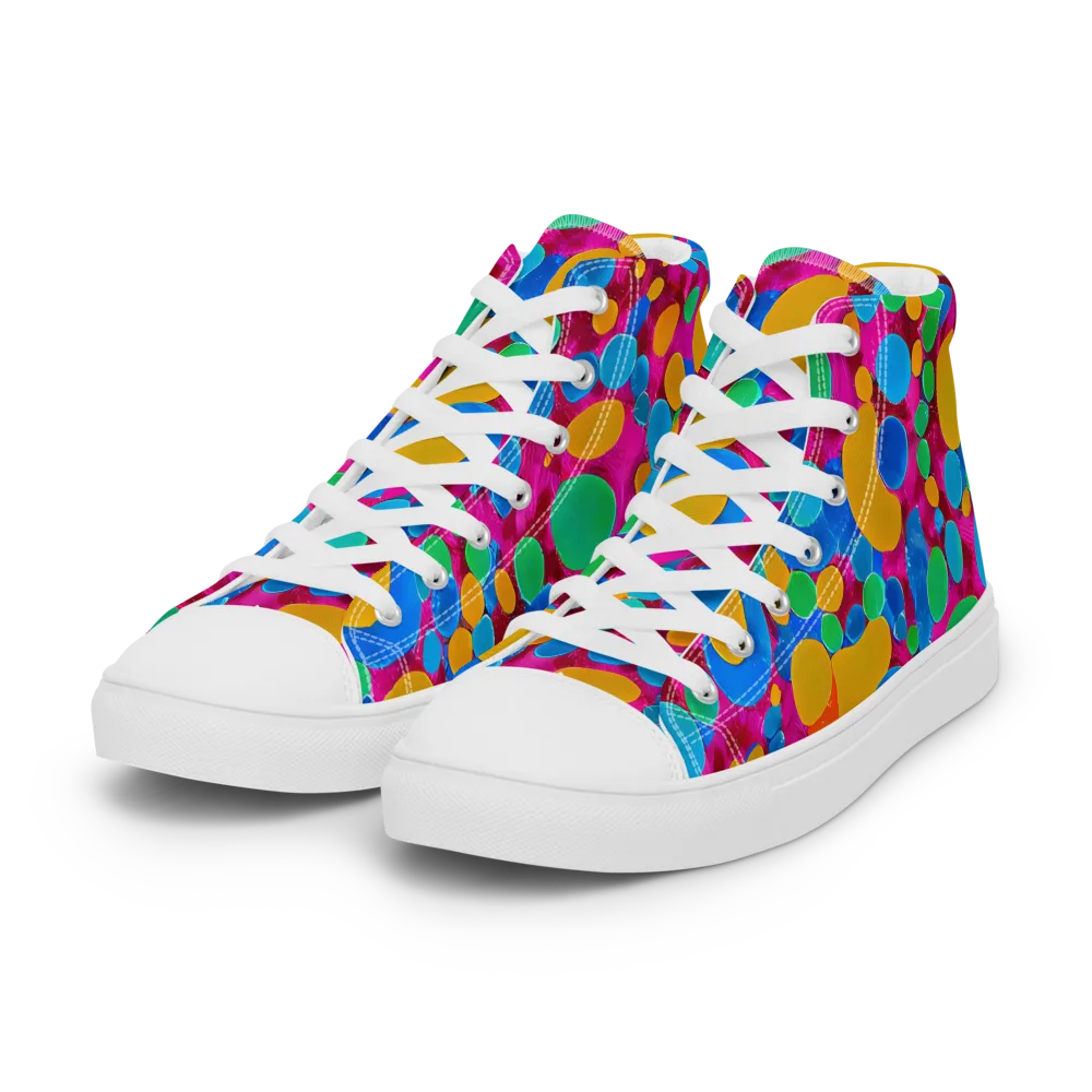 Chromatic Pebble Rush on Women's High Top Canvas Shoes — Left Front