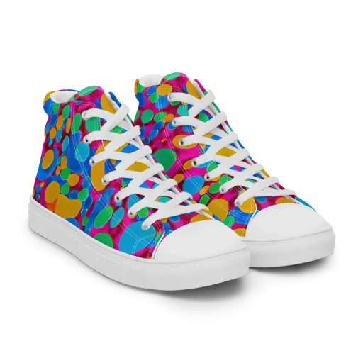 Chromatic Pebble Rush on a Women's High Top Canvas Shoes