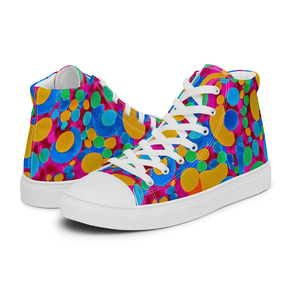 Chromatic Pebble Rush on Women's High Top Canvas Shoes — Left