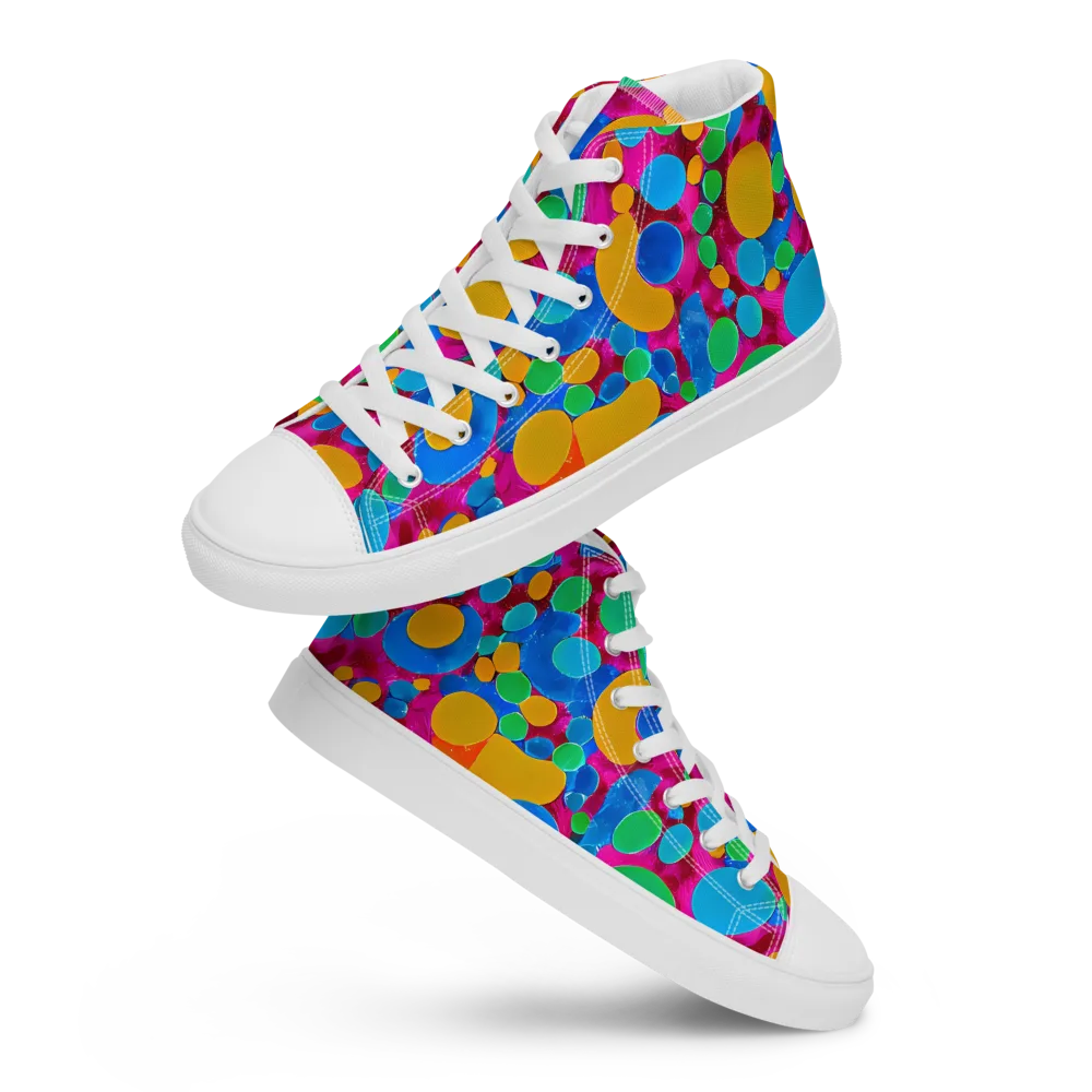 Chromatic Pebble Rush on Women's High Top Canvas Shoes — Front