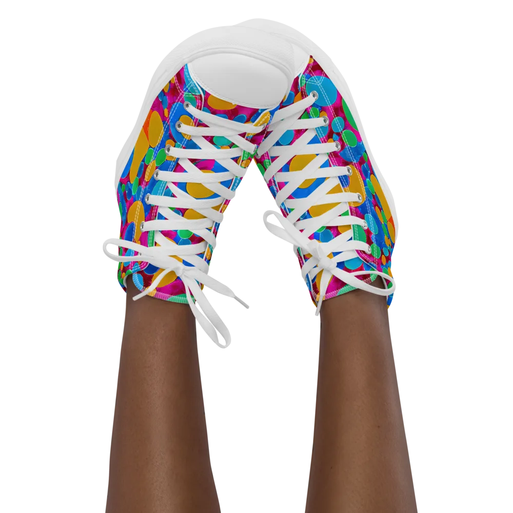 Chromatic Pebble Rush on Women's High Top Canvas Shoes — Front