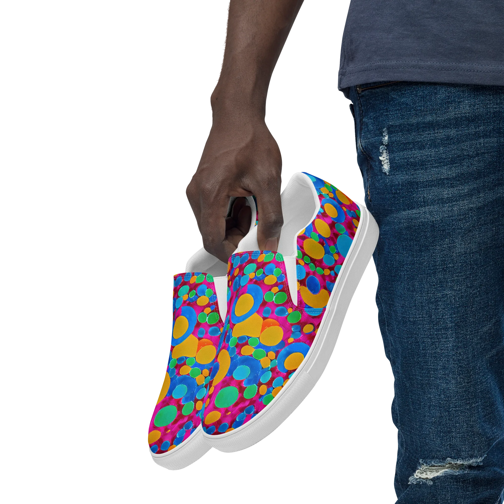 Chromatic Pebble Rush on Men's Slip-On Canvas Shoes — Left Front