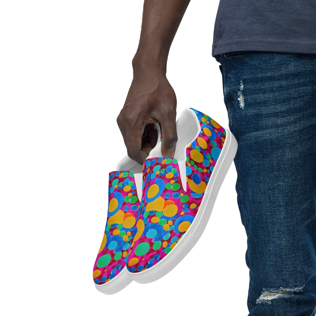 Chromatic Pebble Rush on Men's Slip-On Canvas Shoes — Left Front