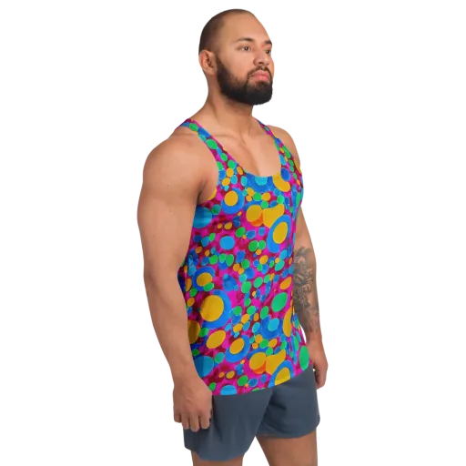 Chromatic Pebble Rush on a Men's Tank Top