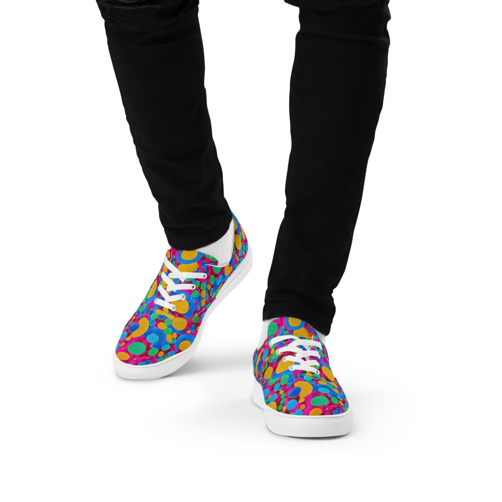 Chromatic Pebble Rush on Men's Lace-Up Canvas Shoes — Front