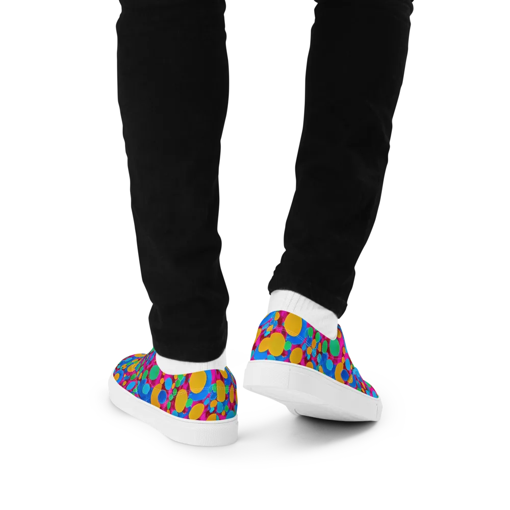 Chromatic Pebble Rush on Men's Lace-Up Canvas Shoes — Back
