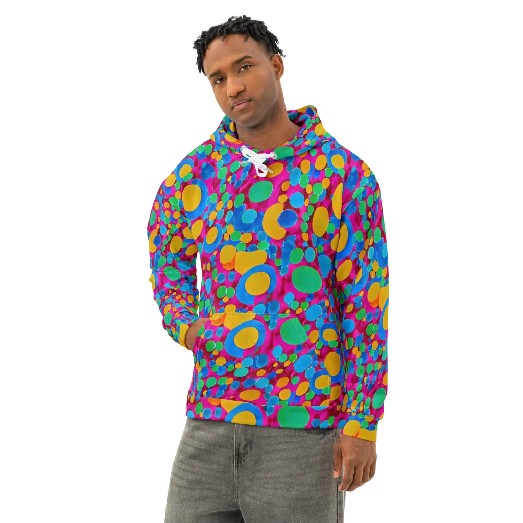 Chromatic Pebble Rush on Cotton Hoodie — Left Front