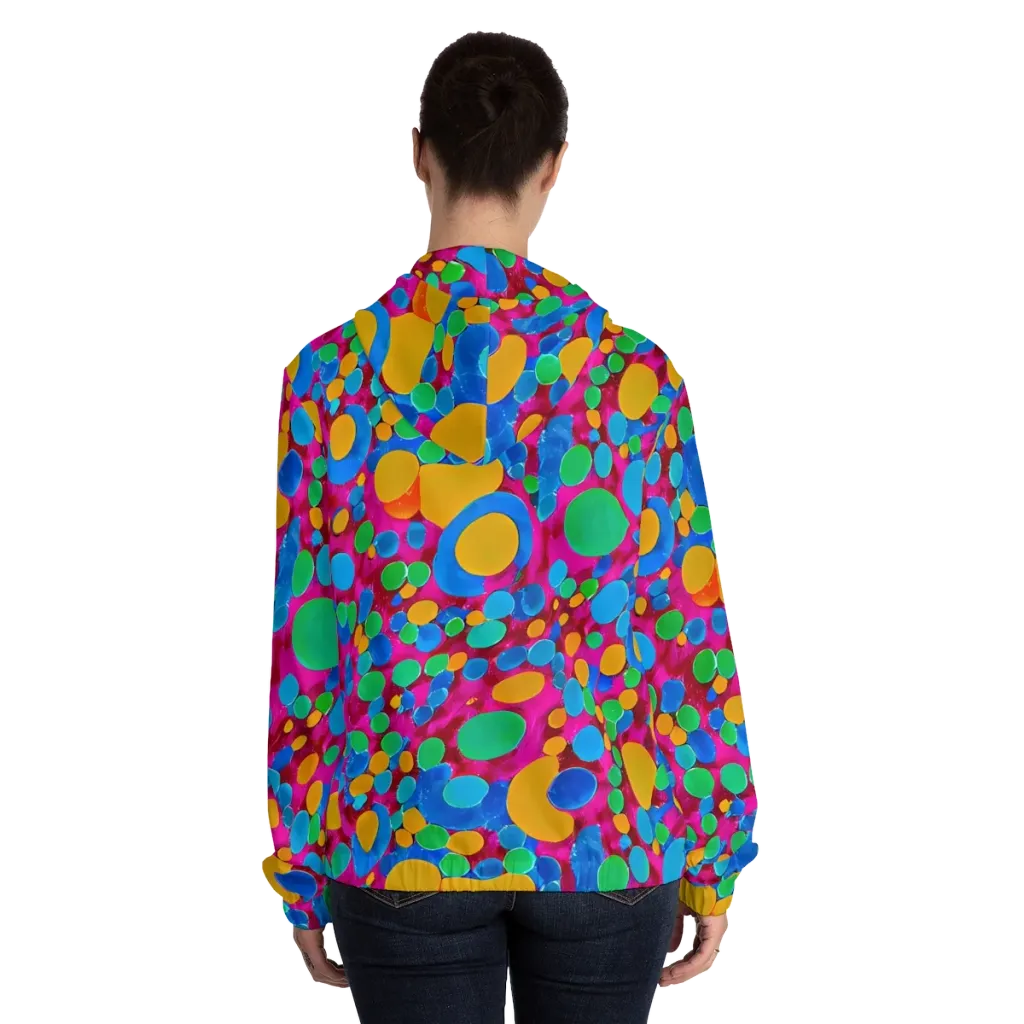 Chromatic Pebble Rush on Women's Full-Zip Hoodie — Back On Person
