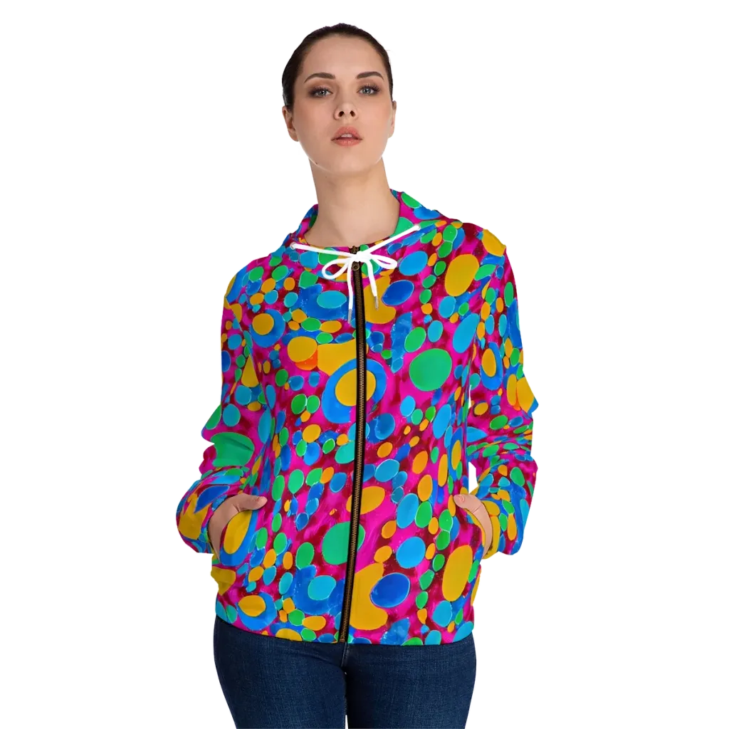 Chromatic Pebble Rush on Women's Full-Zip Hoodie — Front On Person