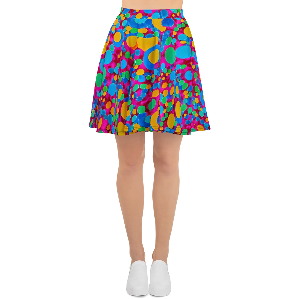 Chromatic Pebble Rush on Skater Skirt — Front