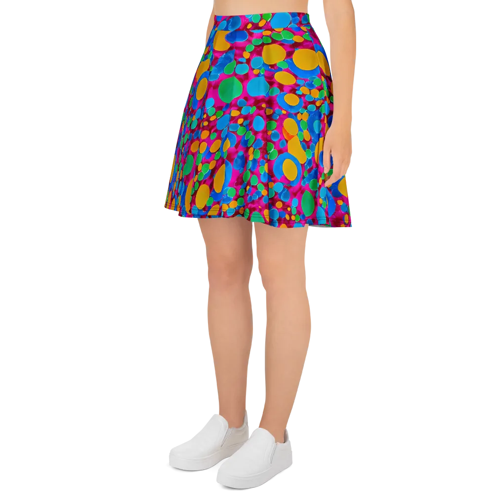 Chromatic Pebble Rush on Skater Skirt — Left