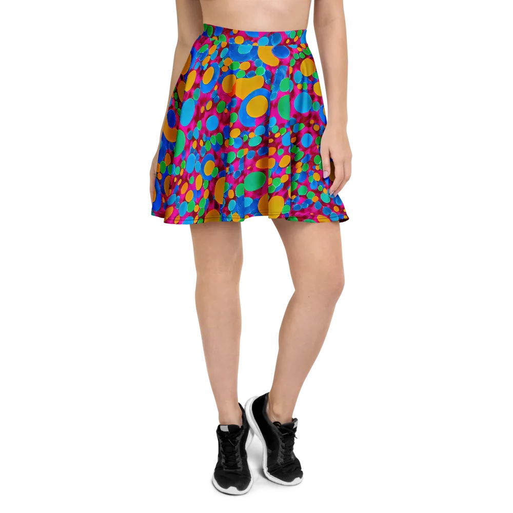 Chromatic Pebble Rush on Skater Skirt — Front