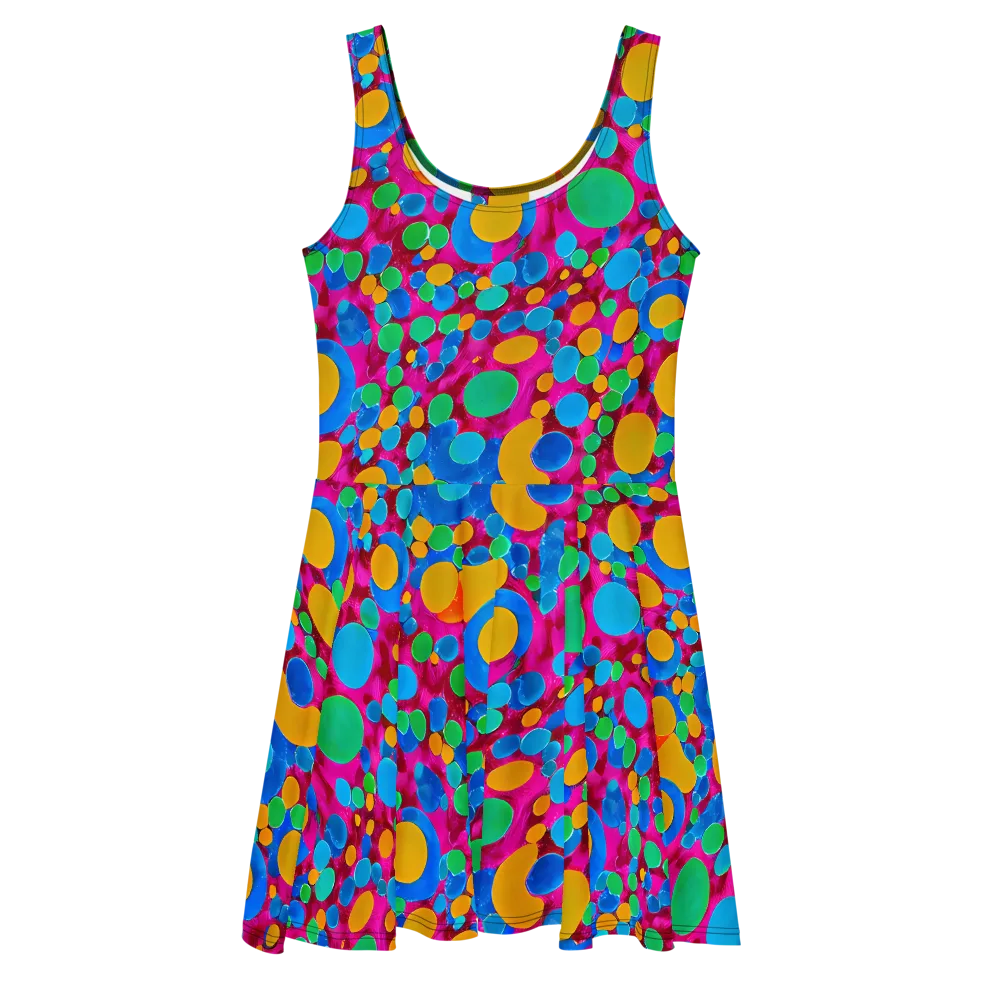 Chromatic Pebble Rush on Skater Dress — Front