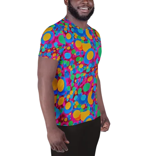 Chromatic Pebble Rush on a Men's Athletic T-Shirt