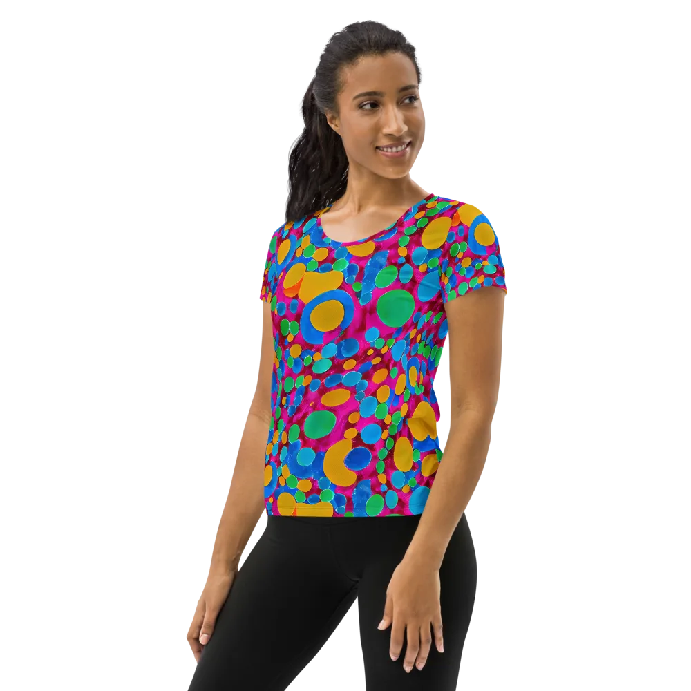 Chromatic Pebble Rush on Women's Athletic T-Shirt — Left