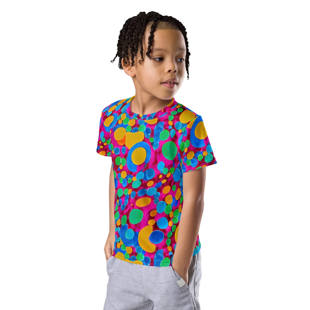 Chromatic Pebble Rush on Kids Crew Neck T-Shirt — Left Front