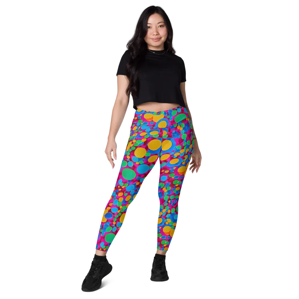 Chromatic Pebble Rush on Leggings with Pockets — Front
