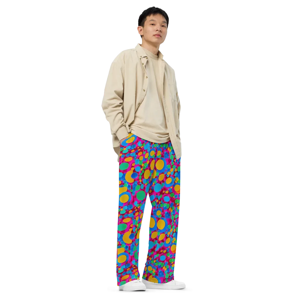 Chromatic Pebble Rush on Wide-Leg Pants — Right Front