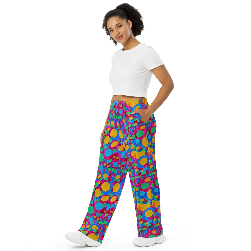 Chromatic Pebble Rush on Wide-Leg Pants — Left Front