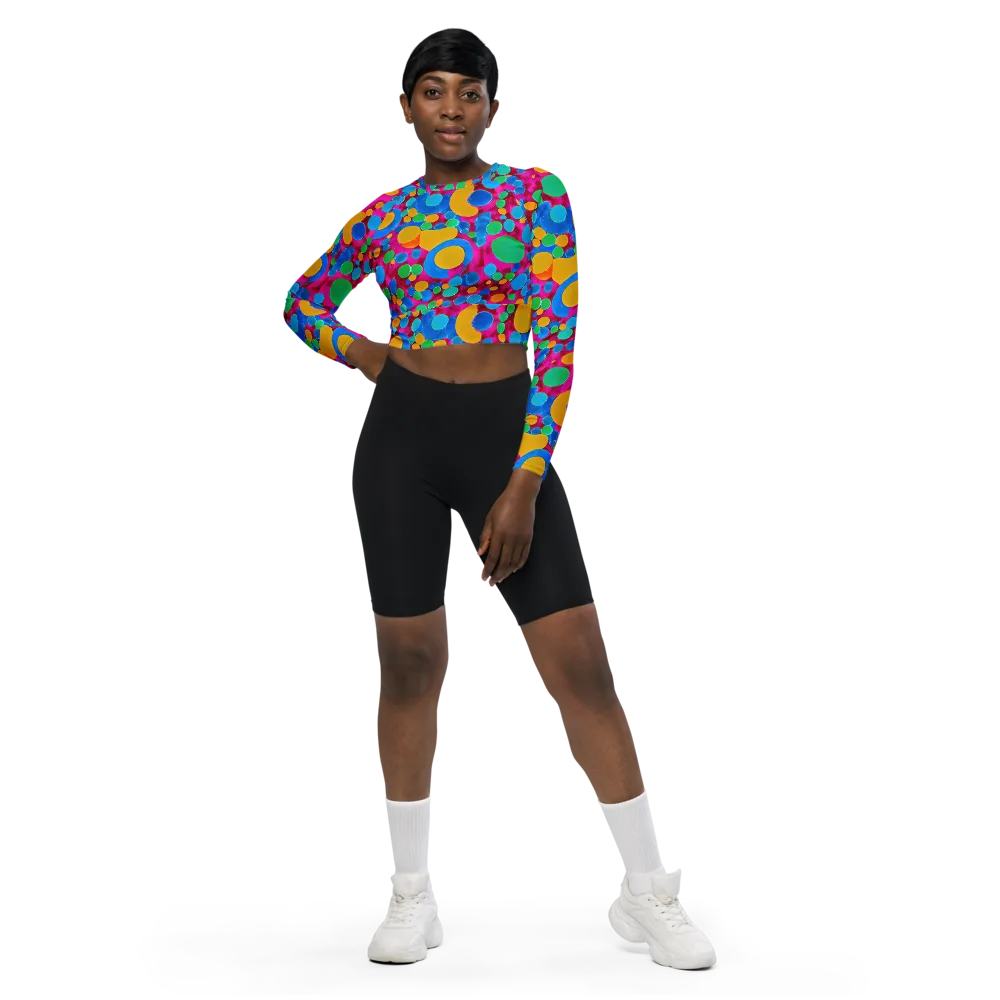 Chromatic Pebble Rush on Long Sleeve Crop Top — Front