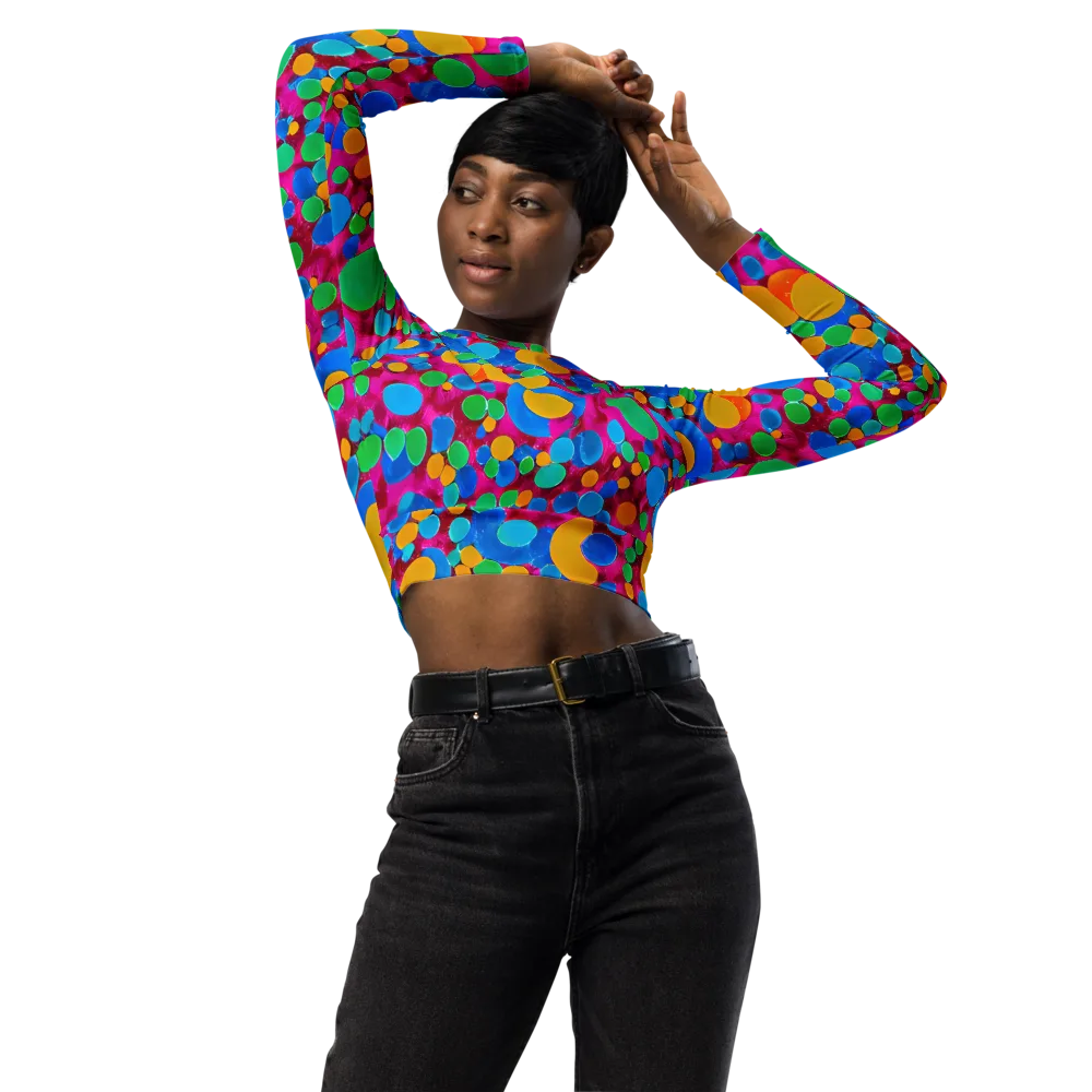 Chromatic Pebble Rush on Long Sleeve Crop Top — Front